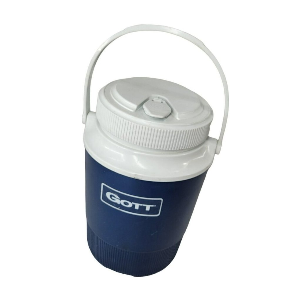 Vintage Gott Model 1502 1/2 Gallon Thermos Cooler Water Jug Blue Screw Top